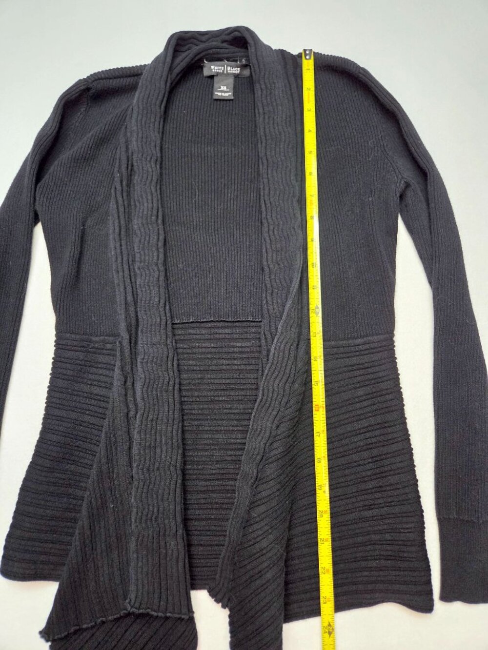 White House Black Market Womens Black Ribbed Open Front Cardigan Sweater Size XS - Picture 5 of 7